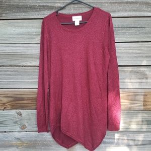 Peck & Peck Dark Red Top Blouse Large Glitzy